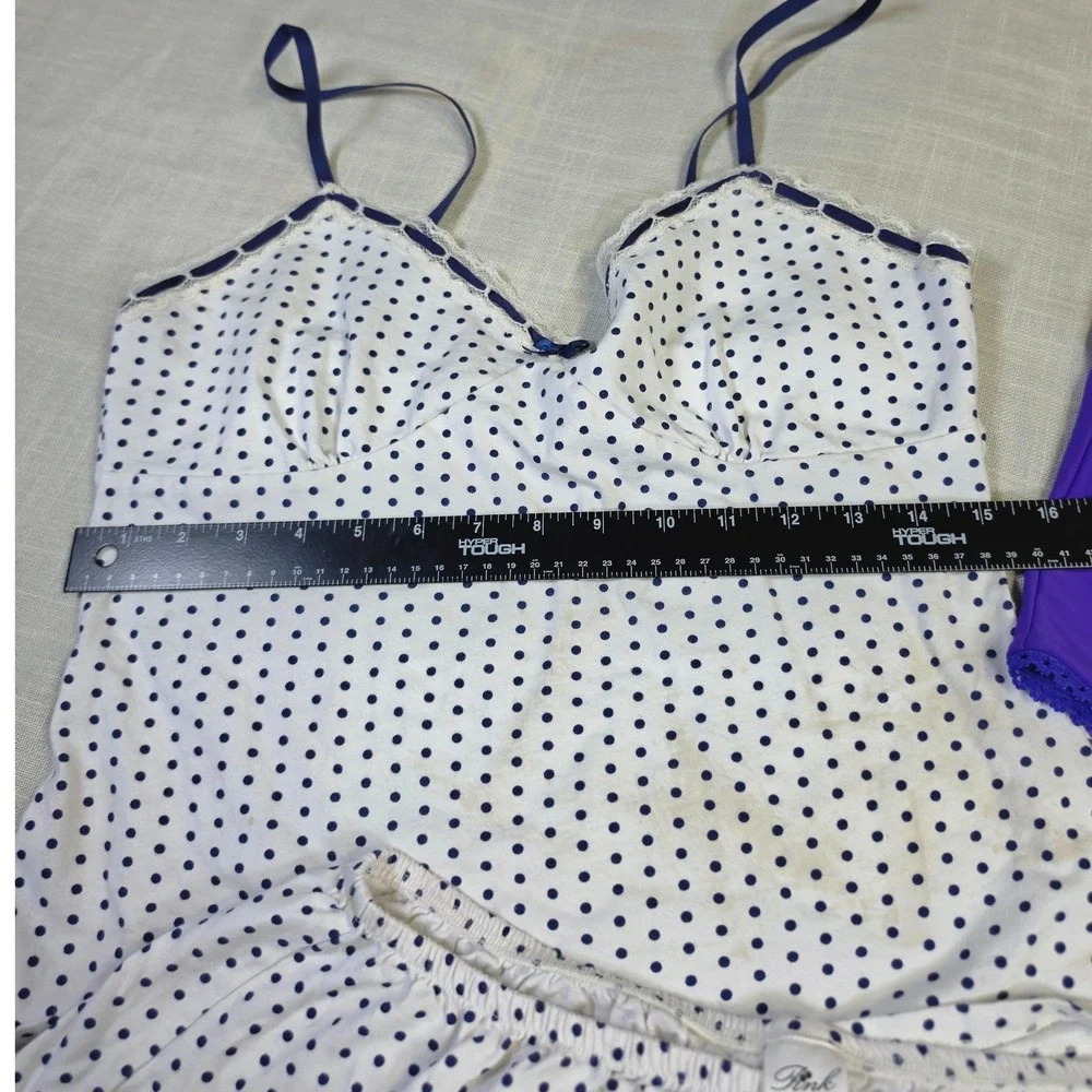 Frankies Bikinis Pink Polka Dot Pajama Set & NWT Mollys Clothing Purple Crop L